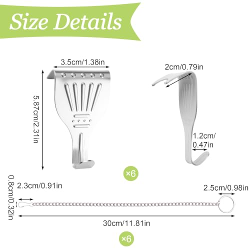 Image of Picture Rail Hooks and Chain, 6Pcs Hooks with 30CM Chains, Silver