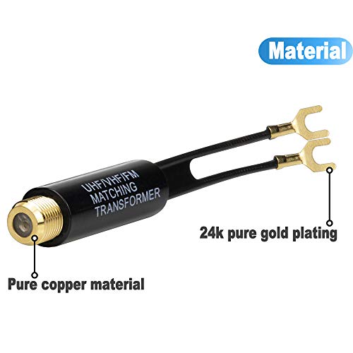 Matching Transformer, 1-Pack Gold Plated - 75 Ohm to 300 Ohm Adapter - UHF/VHF/FM Balun Transformer - Antenne Transformer Converter Adapters with F Female Jack for TV, Radio, Coax Antenna