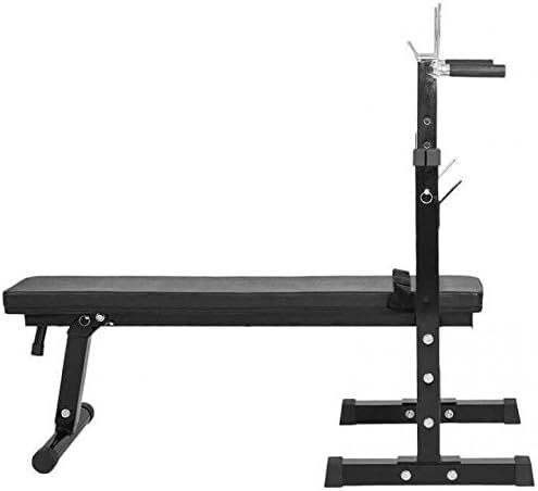 GORILLA SPORTS® Weight Bench - with 100 kg Barbell Dumbbell Set, Adjustable Rack, Dip Station, Foldable, Incline, Max. Load 200 kg, 30 mm, Black or White - Multiuse Training Bench, Fitness Station