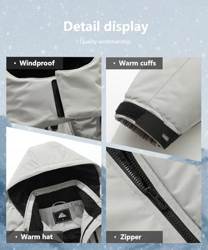 Image of Men's Mountain Ski Jacket Winter Snow Coats Waterproof Warm Fleece Lining Jacket Parka with Hooded