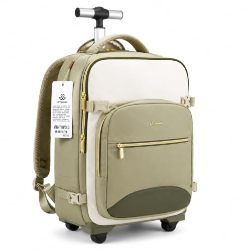 Image of LOVEVOOK Rolling Backpack with Wheels, Carry On Luggage for Women
