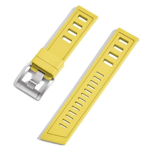 Bracelet montre FKM 20mm étanche jaune pour remplacer un bracelet usé