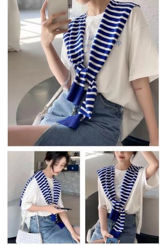 Image of WaJuemy Sweater Shawl Wraps for Women Sweater Knitted Knotted Shawls Travel Casual Scarf Cape Shoulder Tops Fashion Wrap