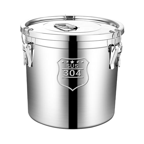 AIZYR Recipiente Hermético Cubeta De Acero Inoxidable para Almacenar, Olla Sopera Olla para Sopa Recipientes para Almacenar Alimentos para Harina, Granos, Aceite Y Azúcar,10L 25 * 25cm