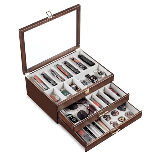 Emfogoo 3 Étages Coffret Poignard, Bois Boîte Présentation Poignard pour 30 à 36 Couteaux de...