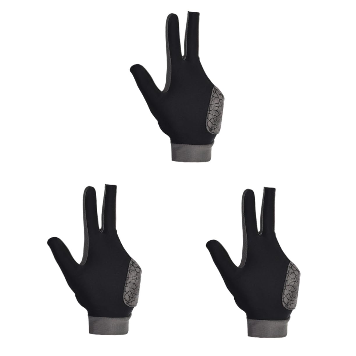 BESPORTBLE 3 Pcs Billiards Gloves 3 Finger Glove Wrap Left Hand Non-Slip Silicone Fit for Men Billiards Accessory