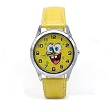 Bewegung: QUARTZ Kinderuhr ZWRY Spongebob Zifferblatt Jungen und Mädchen niedlichen Cartoon Leder Armband Quarz Uhr Kind Weihnachten Geschenk Kleid Uhr Kinder Uhren gelb