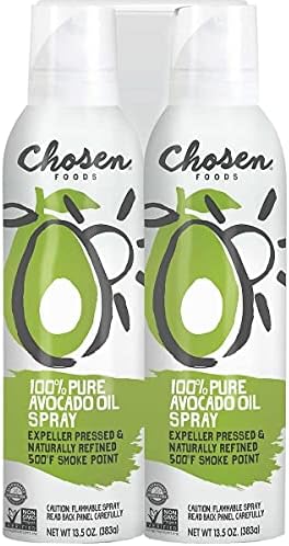 Chosen Foods 100% Pure Avocado Oil Spray, Keto and Paleo Diet Friendly, Kosher Cooking Spray for Baking, High-Heat Cooking and Frying (13.5 oz, 2 Pack)