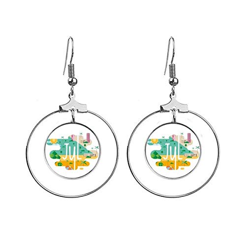 Boucles d'oreilles pendantes d'art en métal thématique juillet