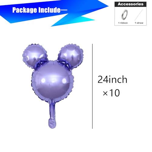 Cymylar RED MOUSE 10Pcs 24Inch Pearled Purple Mickey Mouse Balloons, Birthday Party Decorations Supplies thumb #1