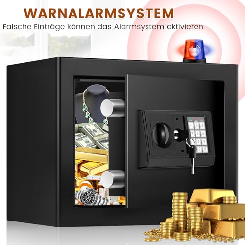 25cm Tall Safe Tresor für Zuhause,Digitaler MöBeltresor mit Feuerfest Wasserdicht Dokumententasche, Wandtresor mit Zahlenschloss für Bargeld Wichtiger Dokumente