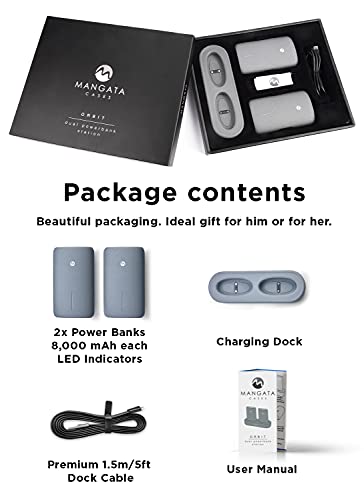 Mangata Orbit [Power-Bank 10000-Mah Portable Charger] Wireless Charging Station | 2-Pack 5000 Mah Fast Charge Battery For Iphone, Android Cell Phone #TOP7