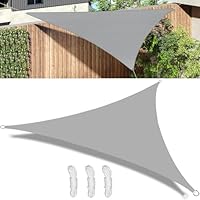 Kezidhp Sonnensegel Dreieck mit Befestigungsseile, Premium HDPE 3x2.5x2.5m Atmungsaktiv Sonnensegel,95% UV-Schutz für Außenbereich,für Außenbereich, Terrasse, Balkon, Garten(Grau)