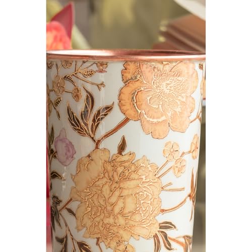 Image of INDIAN ART VILLA Copper Gold Flower Print Glass - 275 ML, Handcrafted Ayurvedic Copper Drinkware for Daily Use, Elegant Water Glass for Home, Office, and Special Gifting, Set of 1