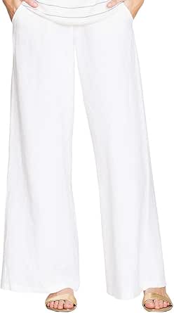NIC+ZOE Women's Refreshed Linen Pant, Paper White, Medium at Amazon