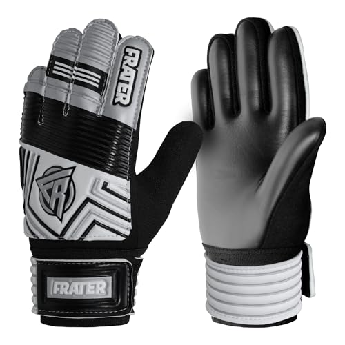 Frater キーパーグローブ ジュニア キーグロ サッカーグローブ ジュニア キーパーグロー 子供用 | フットサル 高グリップ サッカー 3号から8号まで (シルバー, 5号:9?12歳向け)