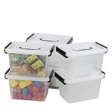 Asking Plastic Latching Box with Black Handle, Lidded Storage Bins, 6 Packs, 3 Quart