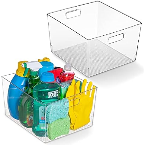 ClearSpace Plastic Storage Bins - XL 2 Pack Perfect Kitchen Organization or Pantry - Fridge Organizer, Pantry Organization and Storage Bins, Cabinet Organizers Cover