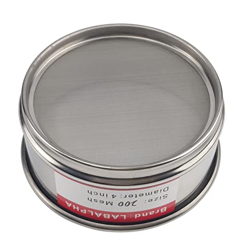 Labalpha 200 Mesh Lab Sieves, Test Sieve #200 Mesh, 4'' Diameter, 304 Stainless Steel Wire Cloth (0.075Mm) #TOP1