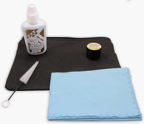 Soundman Komplett-Reinigungsset für Trompete: La Tromba Ventilöl + Stimmzugfett + Reinigungstuch + Tasche - Komplettset für die Pflege - Reinigungsset für Blasinstrumente
