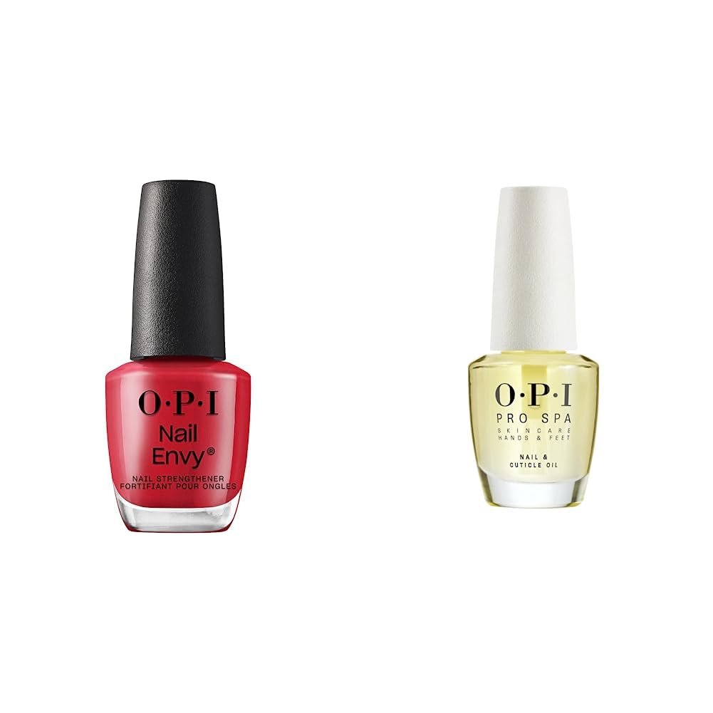 Nail Envy, Nail Strengthening Treatment, Stronger Nails in 1 Week, Vegan Formula, Big Apple Red and OPI ProSpa Nail and Cuticle Oil, 0.5 fl oz