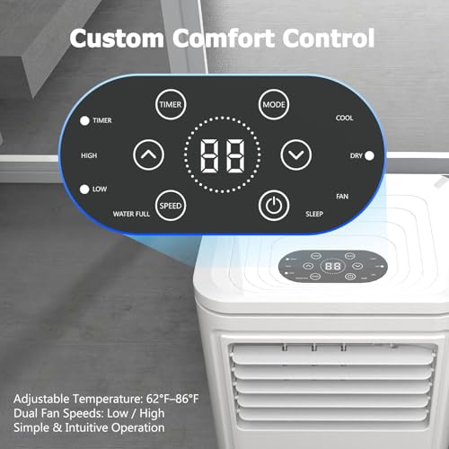 Image of 10000BTU Portable Air Conditioner Cools up to 450 Sq ft.,4-In-1 Standing AC Unit with Cooling,Dry,Sleep & Fan Modes,Remote Control,Window Kit Included