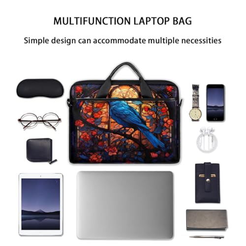 Funda para portátil de 15 pulgadas con diseño de vidrieras artísticas de pájaros y rosas, maletín delgado para negocios, bandolera con correa ajustable, para mujeres y hombres, ideal para oficina, trabajo y viajes miniatura 7