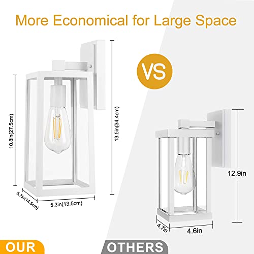Cinoton Outdoor Indoor Wall Sconce, Outdoor Light Fixtures Wall Mount Anti-Rust Matte White, Ip65 Waterproof Outdoor Wall Lantern With Clear Glass Shade, E26 Socket Wall Lamp For Garage, Doorway 2Pack #TOP3