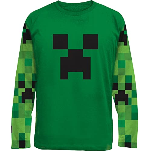Minecraft Mob Green Big Boys Youth Longsleeve T-Shirt Licensed