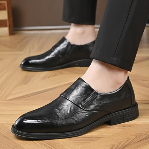 YZABEL Fashion Pointed Toe Oxford Shoes for Men Pointed Toe Glossy Carving Large Size Leather Shoes Men's Classic Lace Up Oxfords Dress Shoes Faux Patent Leather Tuxedo New2