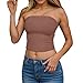2Pack Womens Bandeau Bras Corset Sexy Hot Girl Strapless Crop Tank Tops Stretchy Comfy Seamless Bralettes Tube Top Brown&Black Small