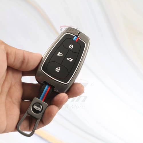 Image of Metal Silicon Keycover for Punch, Harrier, Altroz, Nexon, New Safari, Bolt, Tiago, Tigor - 4 Button Smart Key (Metal Silicon)