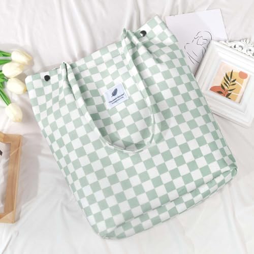 Image of Ayieyill Corduroy Tote Bag for Women Canvas Shoulder Cord Purse with Inner Pocket