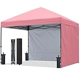 ABCCANOPY ワンタッチテント タープ テント 3mx3m 2.5mx2.5m 簡易テント 大型 サイドシート2枚 センターロック 三段階調節 耐水 UVカット 日除け 遮熱 紫外線カット 耐風性 組立簡単 キャスターバッグ付き （3M/ピンク）