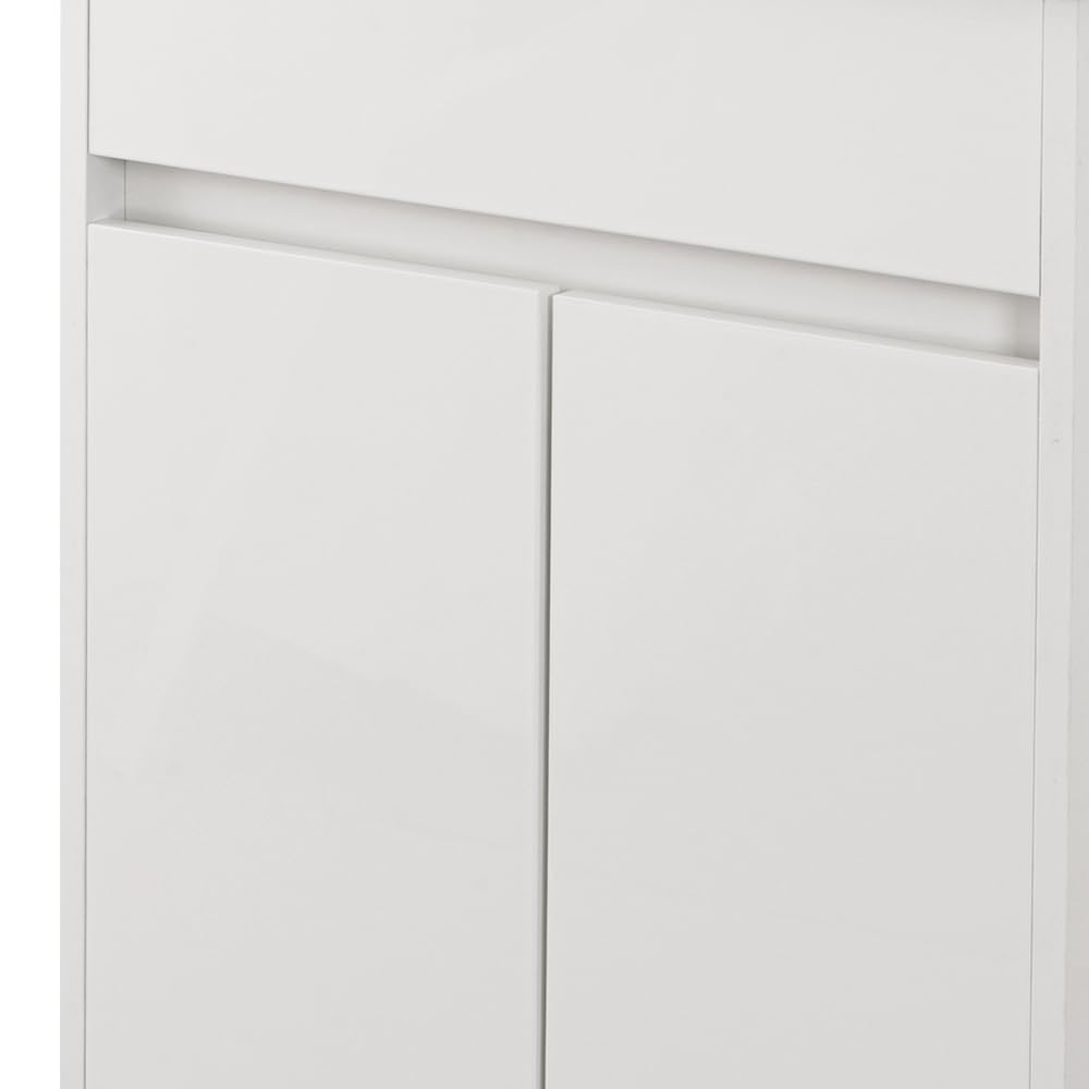 Mobile Lavatoio 60x50 Cm Bianco Lucido Way Con Vasca In Ceramica Dolomite, Struttura Già Montata In Legno Nobilitato Con 2 Ante E Apertura A Gola Asse Non Inclusa