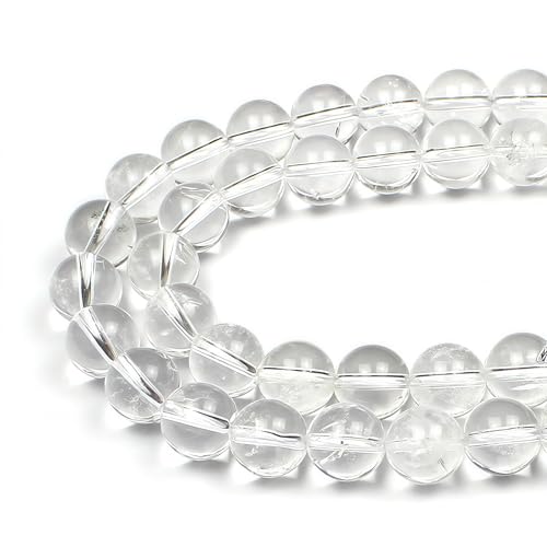 MJDCB 7A Natural White Clear Quartz Round Beads Gemstone Beads for DIY Necklace Bracelat Jewelry Making Strand 15" (4mm)