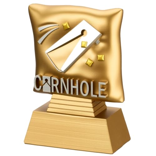 Liliaafar 1 Pcs Mini Cornhole Trophy 4 Inch Small Corn Hole Award Trophies Tournament Winner Prize Funny Champion Resin Reward for School Sports Match Teams Competition Gifts (Cornhole Theme Gold)