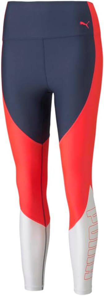 PUMA Womens Train Eversculpt Logo High Waist 78 Leggings Plus Athletic Casual - Black, Red