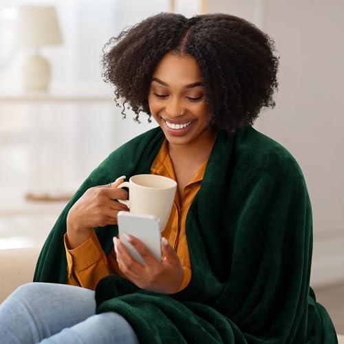 Image of Utopia Bedding Fleece Blanket Throw Size Forest Green 300GSM Luxury Anti-Static Fuzzy Soft Microfiber Blanket for Couch, Sofa and Bed (50x60 Inch)