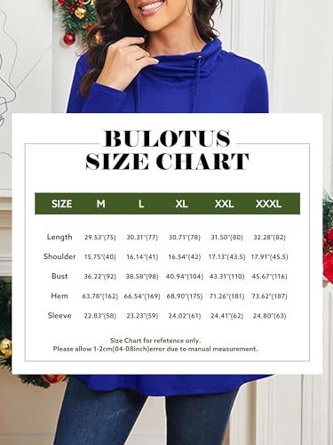Bulotus Fall Sweaters for Women 2025 Cowl Neck Asymmetrical Long Tunics for Leggings Vacation Travel Tops with Pockets
