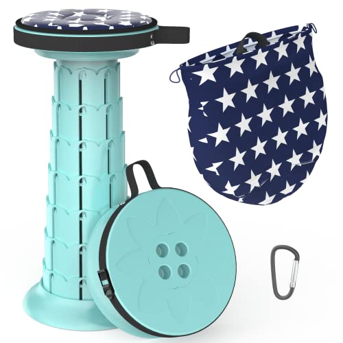 Taburete telescópico portátil plegable con cojín Taburete plegable retráctil Asiento ligero con capacidad de carga de 450 libras para camping, senderismo, pesca, cola Cover