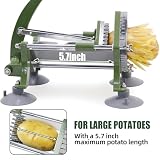 French Fry Cutter Commercial Grade Potato Cutter for Sweet Potato, Carrot, Yam, Cucumbers with Cast Iron Handle, Suction Feet, 3/8 Inch Stainless Steel Blade, Green