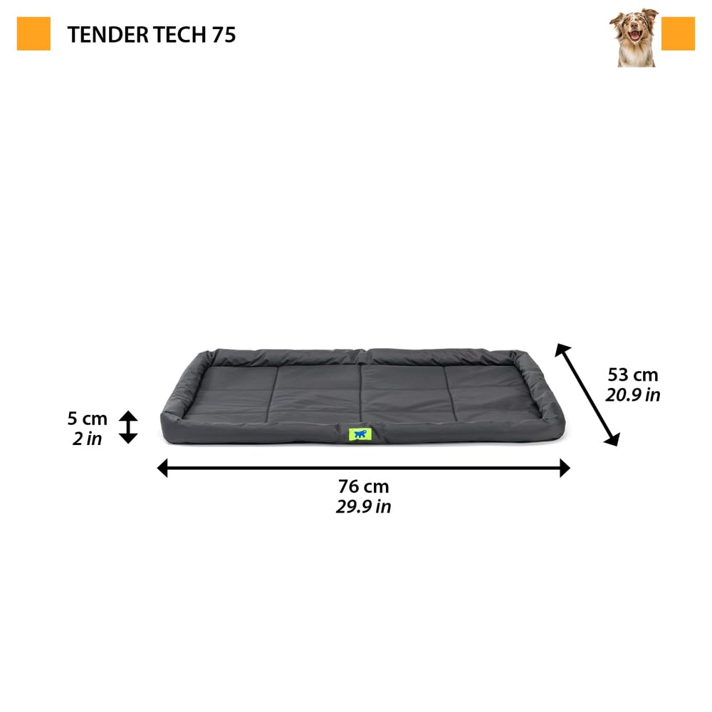 Ferplast Cama para Perro Cojín para Perros Pequeño Tejido Resistente a los arañazos Lavable a máquina a 30 °C Colchón Impermeable para Perros 76 x 53 x 5 cm. Negro