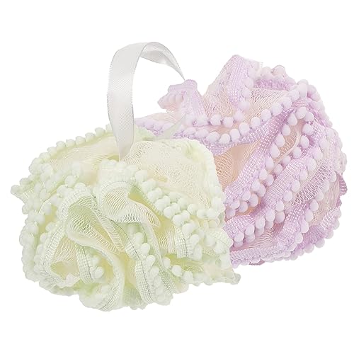 PartyKindom 2Pcs Bathing Ball Soft Mesh Body Scrubber for Exfoliating Skin Lightweight Hanging Bath Puff for Back Cleaning and Daily Use Comfortable Bath Accessories