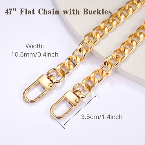 KASBEE Purse Chain Strap, Gold Chain Purse Strap, Crossbody Chain Strap for Purse Shoulder Bag, 47 Inch, Gold, Medium