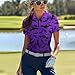 Biyejit Halloween Bats Women's Golf Shirts Short Sleeve Half Zip Up V Neck Tennis Shirt with Collar Golf T Shirts Pullover Moisture Wicking Workout Tops Slim Fit, Purple
