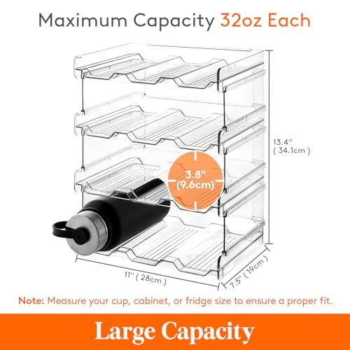 Lifewit Stackable Water Bottle Organizer for Cabinet, Freezer, Pantry - Plastic Cup Holder, Wine Racks for Kitchen Tabletop Storage, Cupboard, Office - Pack of 4, Each Rack Holds 3 Containers by Lifewit - Image 5