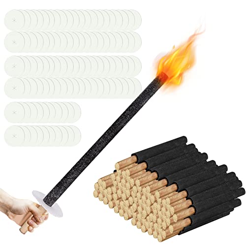 Gimisgu 50 Stück Fackeln aus Natürlichem Wachs, Hochwertige Garten-Fackeln, Brennzeit 45 min, Natürlichem Wachs mit Langem Griff, Gartenfackel für fackelwanderung Outdoor