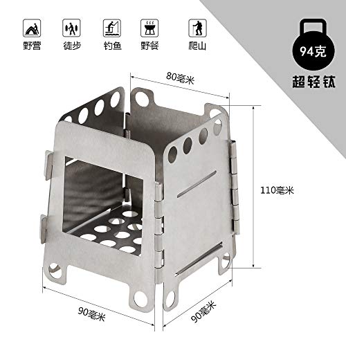 Fogão Externo, Romacci Fogão portátil de titânio leve dobrável a lenha Fogão de bolso Cozinha ao ar