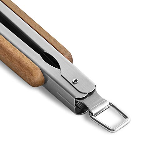 Barbecuetang 45cm, Roestvrij staal, Handvat gemaakt van acaciahout, Met ophangoog - Image 4